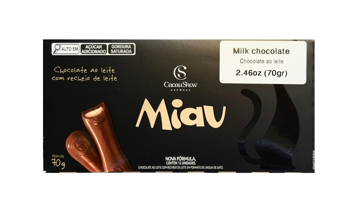 Cacau Show Tablete Miau de Chocolate ao Leite Recheado 70g