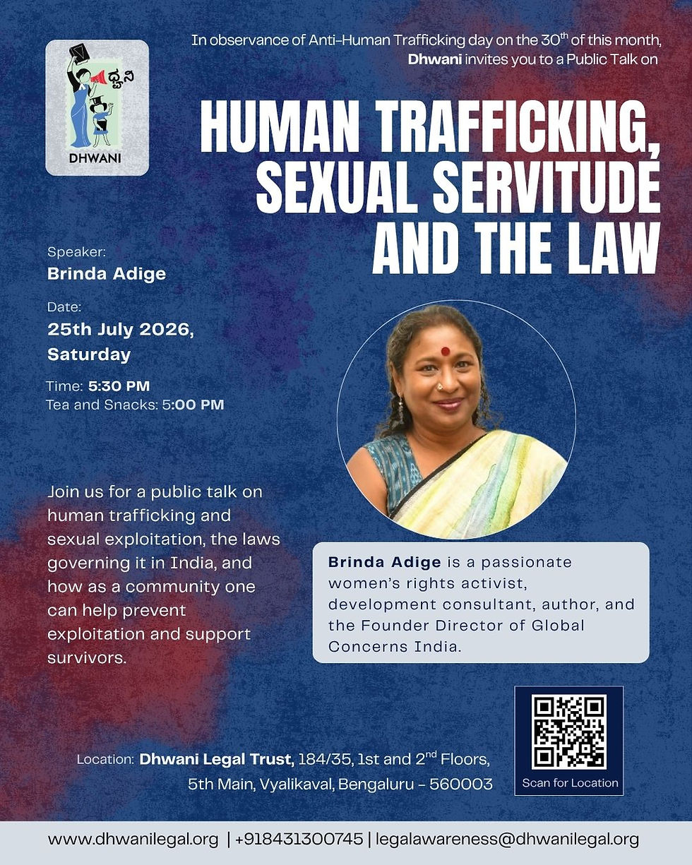 Public talk and Discussion on Human Trafficking, Sexual Servitude and The Law