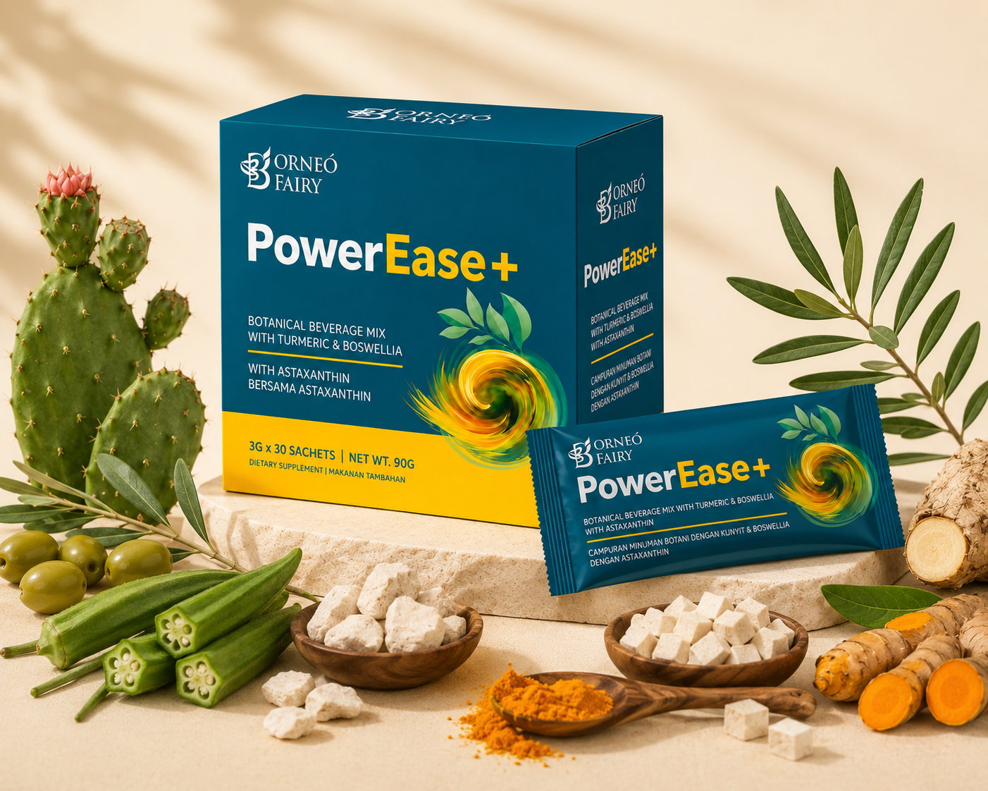 Borneo Fairy Powerease Botanical Mix Peach With Turmeric 健脾养胃植物饮