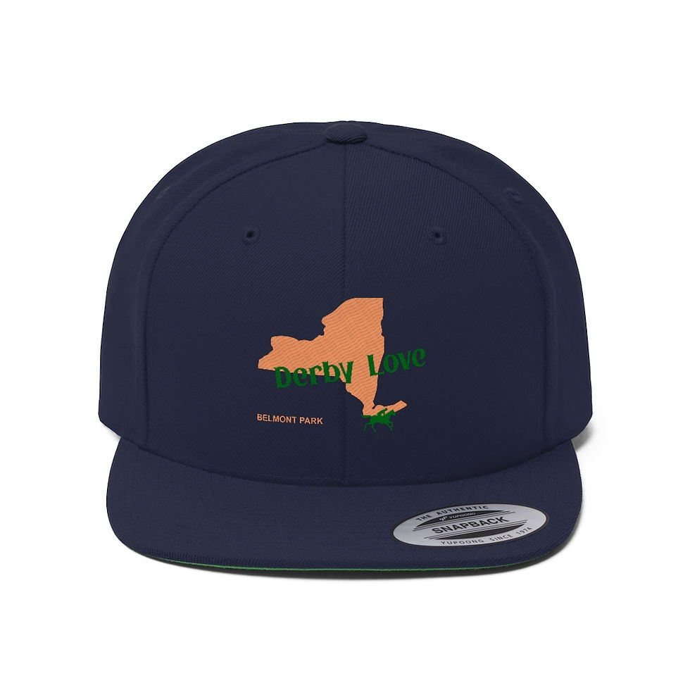 Thumbnail: DerbyLove Belmont Park Unisex Flat Bill Hat Fitted Snapback Hip-hop Hat