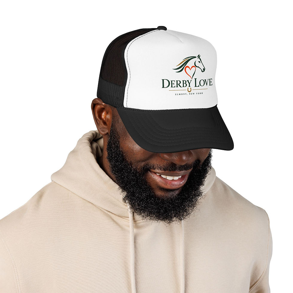 Thumbnail: Derby Love Trucker Hat — Horse Racing Logo Foam Cap