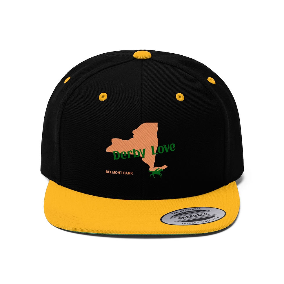 Thumbnail: DerbyLove Belmont Park Unisex Flat Bill Hat Fitted Snapback Hip-hop Hat