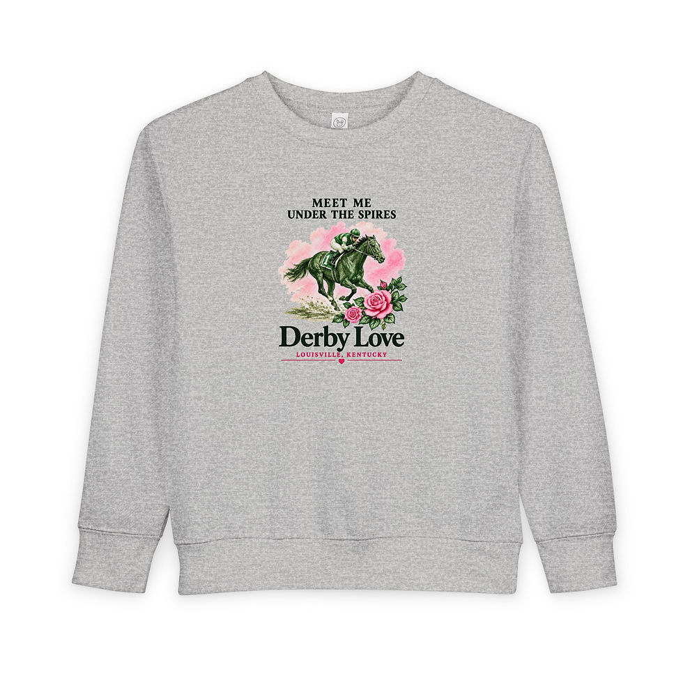 Thumbnail: Toddler Sweatshirt — "Derby Love" Horse Racing Floral Pullover 