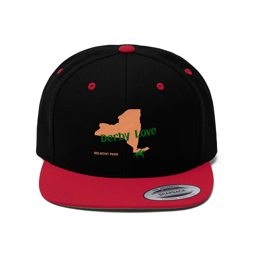 Thumbnail: DerbyLove Belmont Park Unisex Flat Bill Hat Fitted Snapback Hip-hop Hat