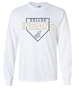 KHS BASEBALL- HOME PLATE TEE- LONG SLEEVE- WHITE