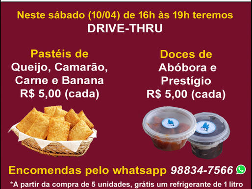 É amanhã!!! Faça seu pedido pelo whatsapp 98834-7566.