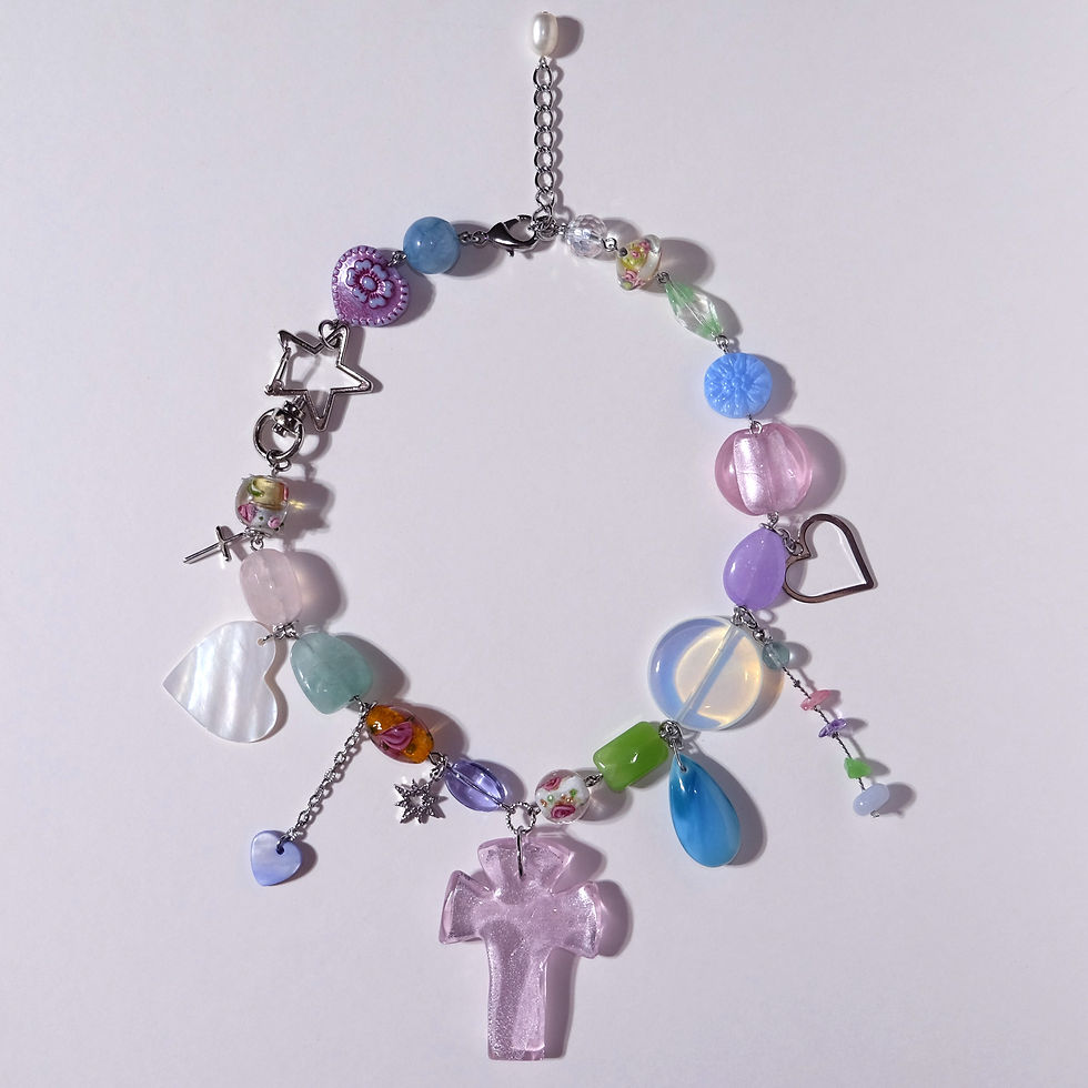 cross necklace pink (n24-012)
