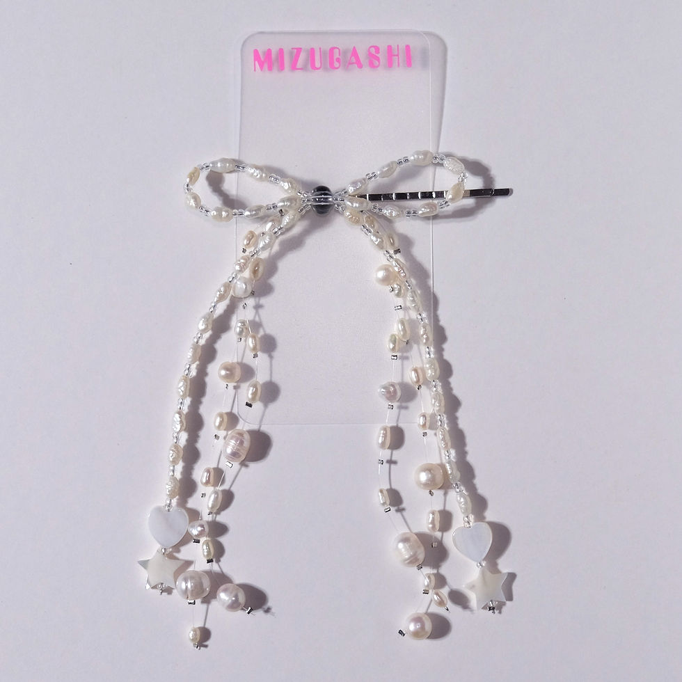 RIBBON HAIR PIN (パール×パール)