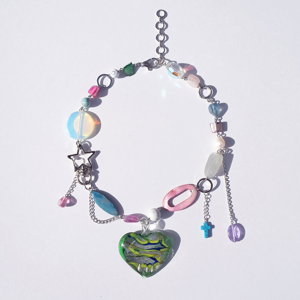 【MIZUGASHI capsule collection "vivi"】heart necklace / green × blue