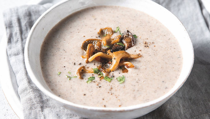 Creamy mushroom soup with coconut milk and Formula 3