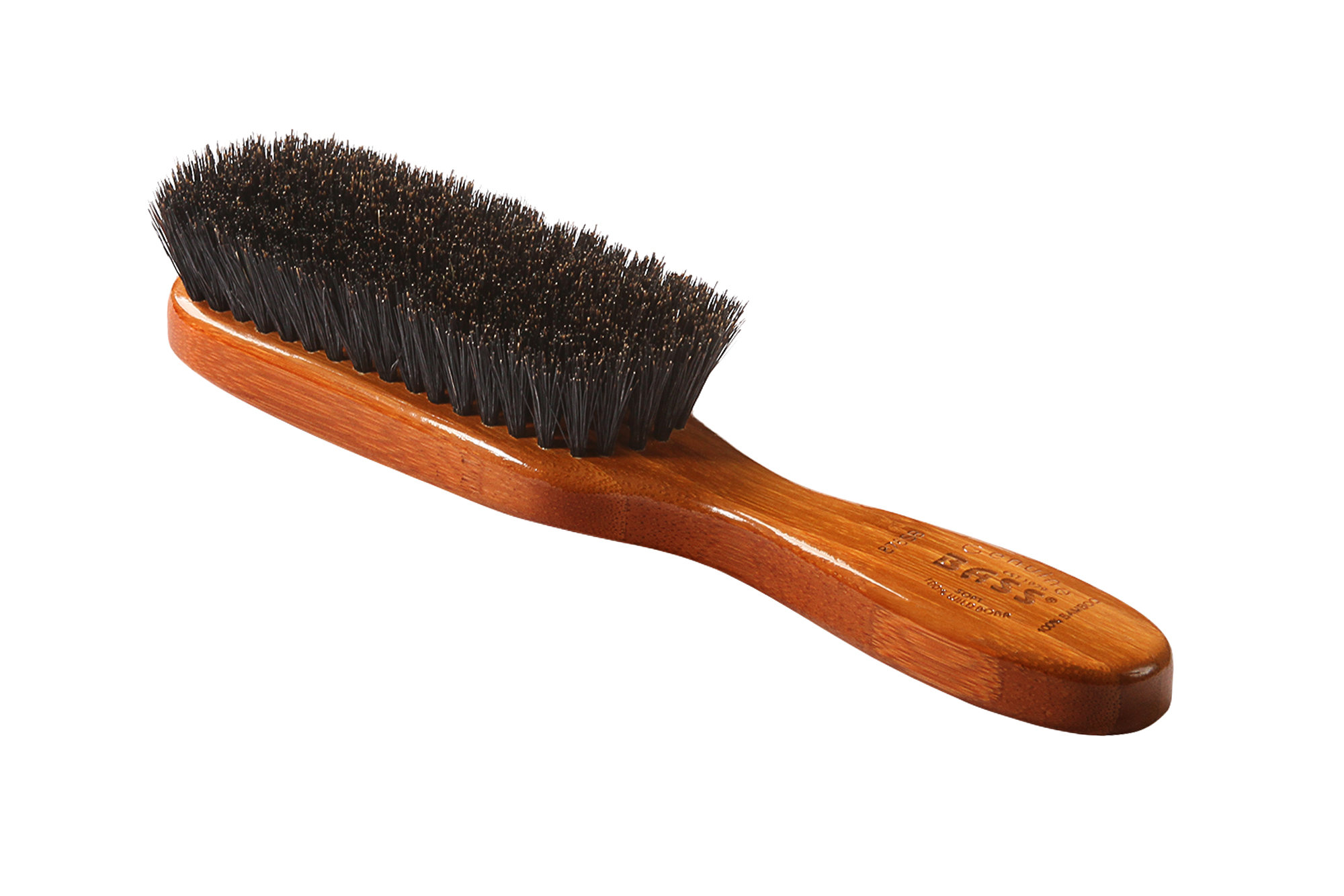 Bass 876SB Dark Bamboo Semi Oval Hairbrush with Soft Natural Bristles