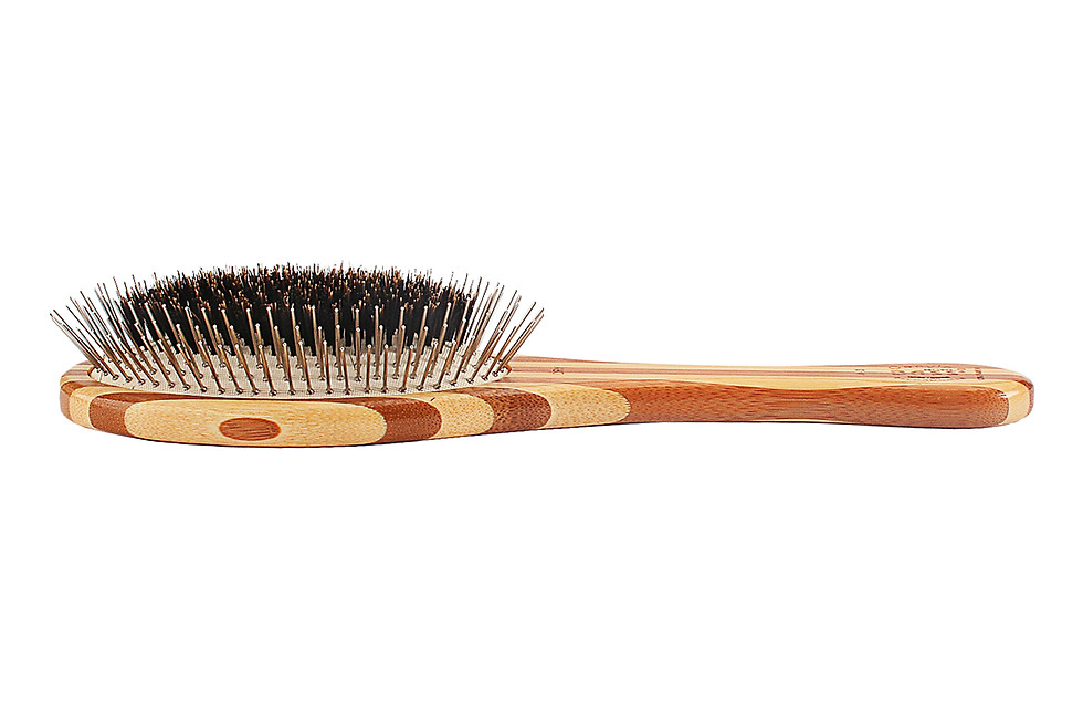 Thumbnail: The Hybrid Groomer A3 Striped Bamboo  |  Large Oval Brush