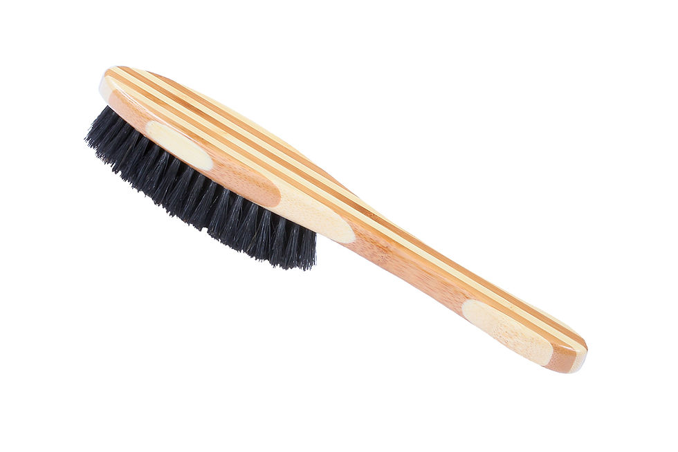 Thumbnail: Bass A15 Striped Bamboo  |  Full Oval Style Brush with Soft Natural Bristles