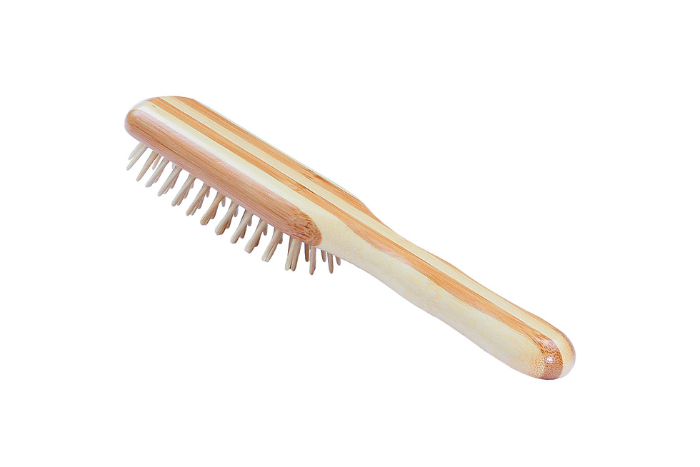 Thumbnail: The Green Brush 17P  |  Medium Paddle Brush with Bamboo Pins and Bamboo Handle
