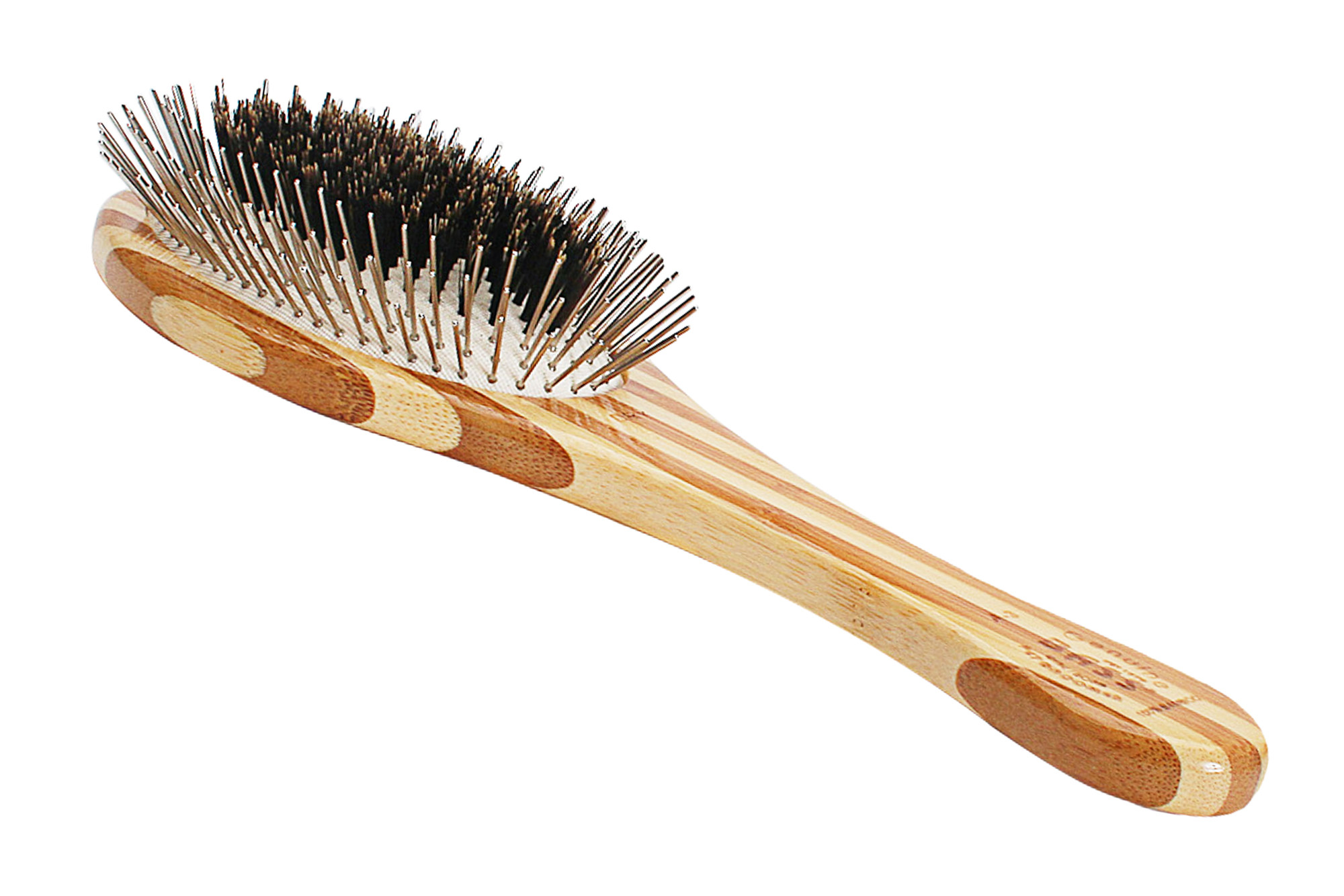 The Hybrid Groomer A3 Striped Bamboo  |  Large Oval Brush