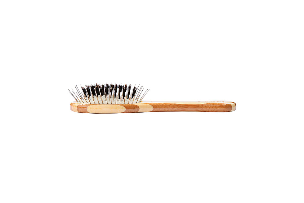 Thumbnail: The Hybrid Groomer A13 Striped Bamboo  |  Small Oval Brush