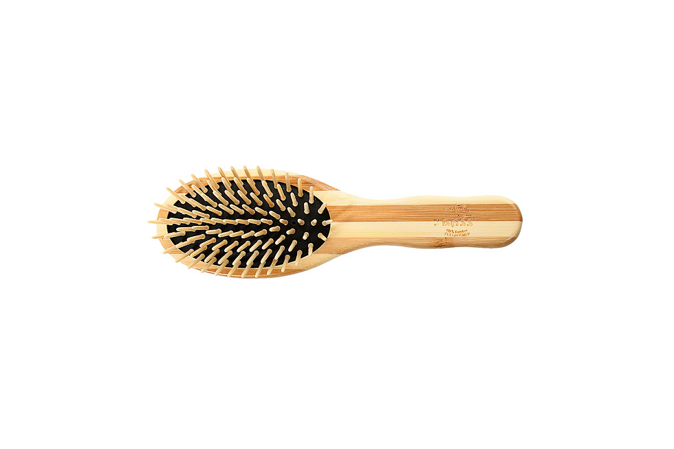 Thumbnail: The Green Brush 15P  |  Small Oval Brush with Bamboo Pins and Bamboo Handle