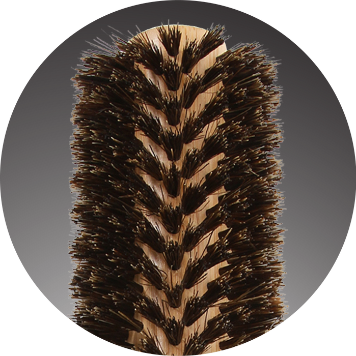 Medium round brush with pure boar bristles by Bass Brushes.