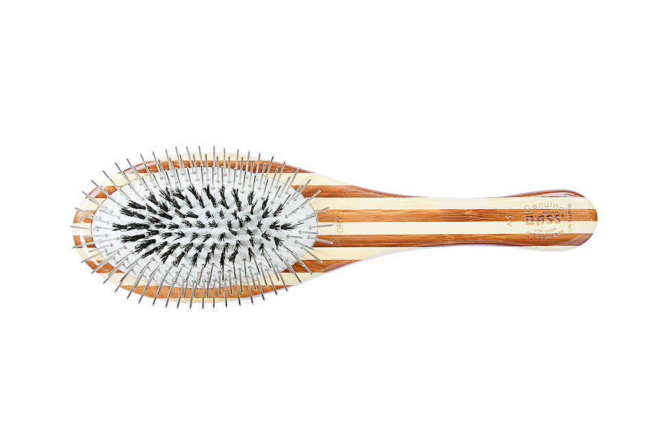 Thumbnail: The Hybrid Groomer A1 Striped Bamboo  |  Medium Oval Brush