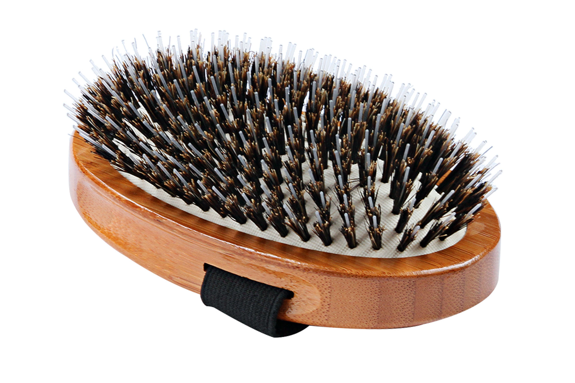 Bass A7 Dark Bamboo  |  Palm Style Brush with Natural Bristle + Nylon Pins