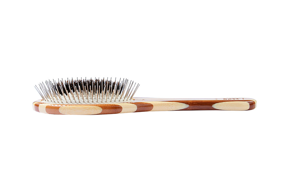 Thumbnail: The Hybrid Groomer A1 Striped Bamboo  |  Medium Oval Brush