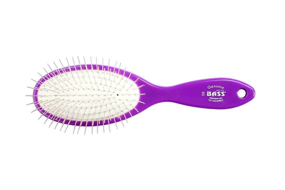 Thumbnail: Bass 58 Royal Purple  |  Large Oval Brush With Alloy Pins and Acrylic Handle