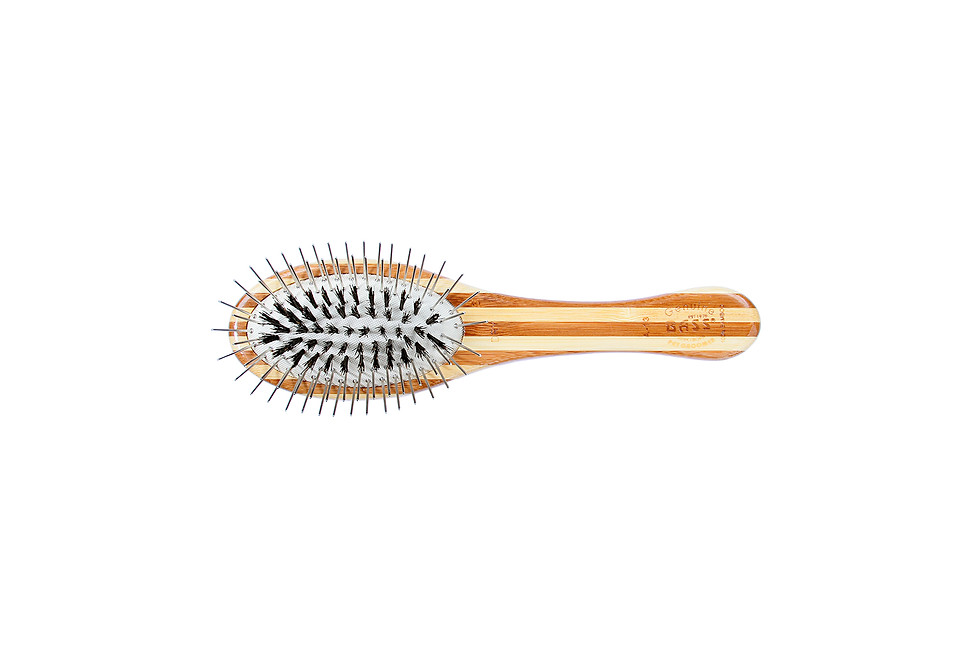 Thumbnail: The Hybrid Groomer A13 Striped Bamboo  |  Small Oval Brush