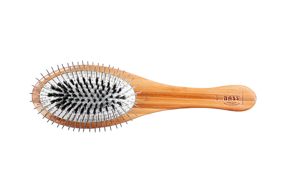 Thumbnail: The Hybrid Groomer A1 Dark Bamboo  |  Medium Oval Brush