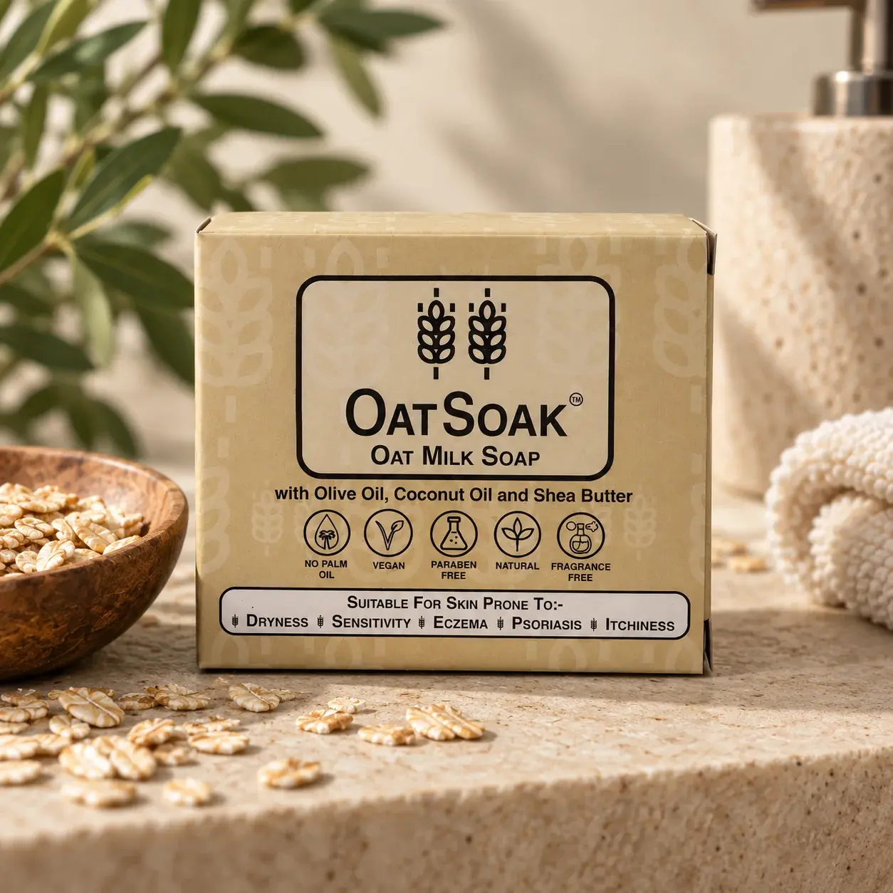 Oat Soak Soap with oats around it