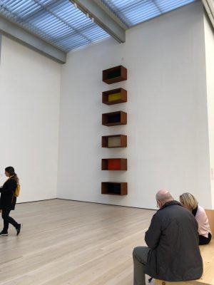 Untitled, 1963 Cadmium red light oil and black oil on wood with galvanized iron and aluminium