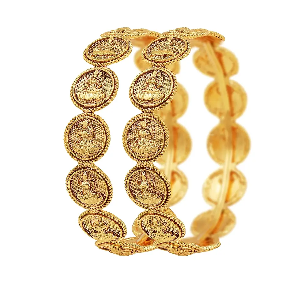 Gold Plated Lakshmi Coin Temple Jewellery Bangles