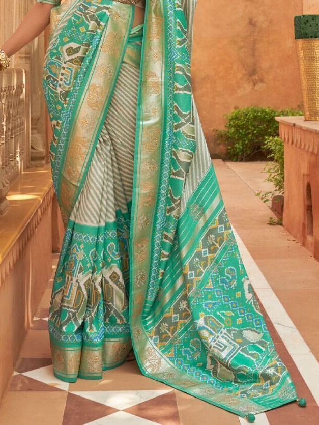 Thumbnail: Sea Green Pastel Patola Silk Saree
