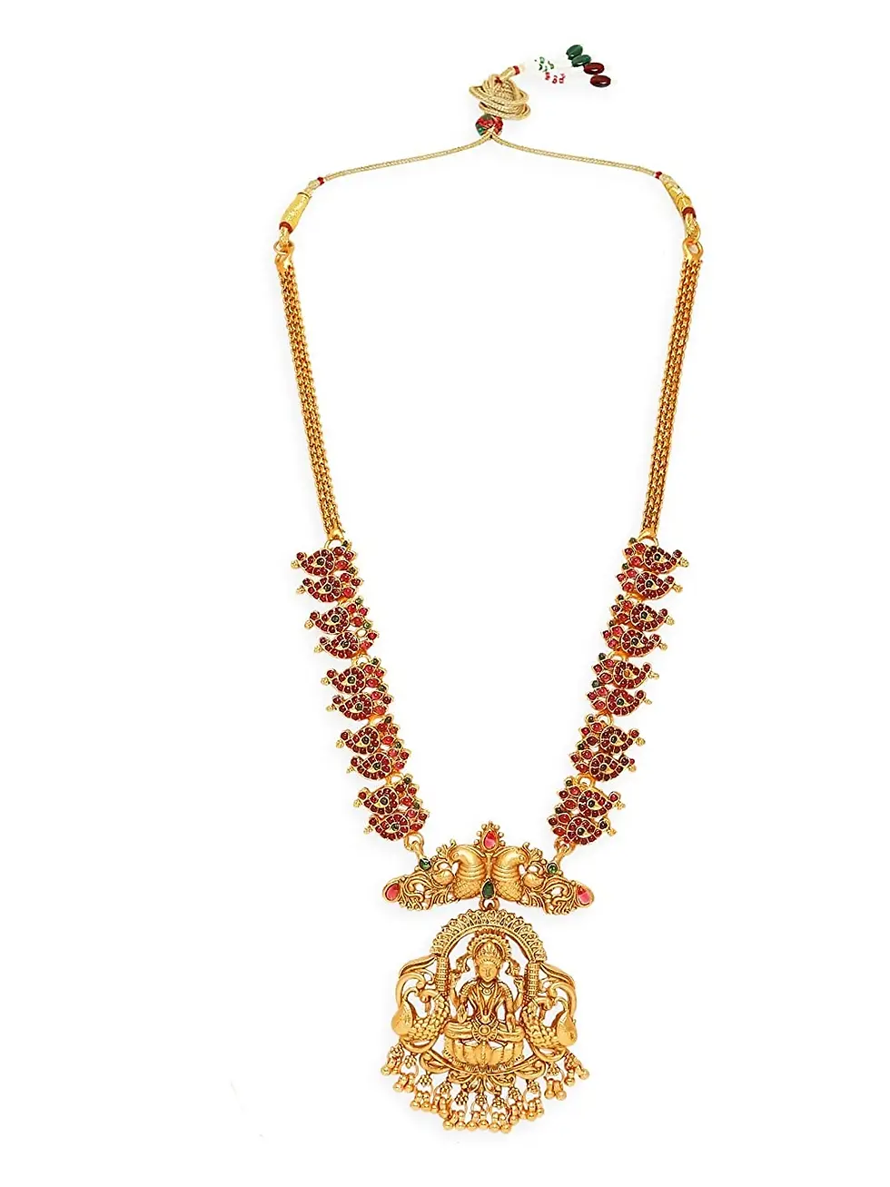 Thumbnail: Traditional  Antique Gold Tone Temple Jewellery Lakshmi Necklace Set