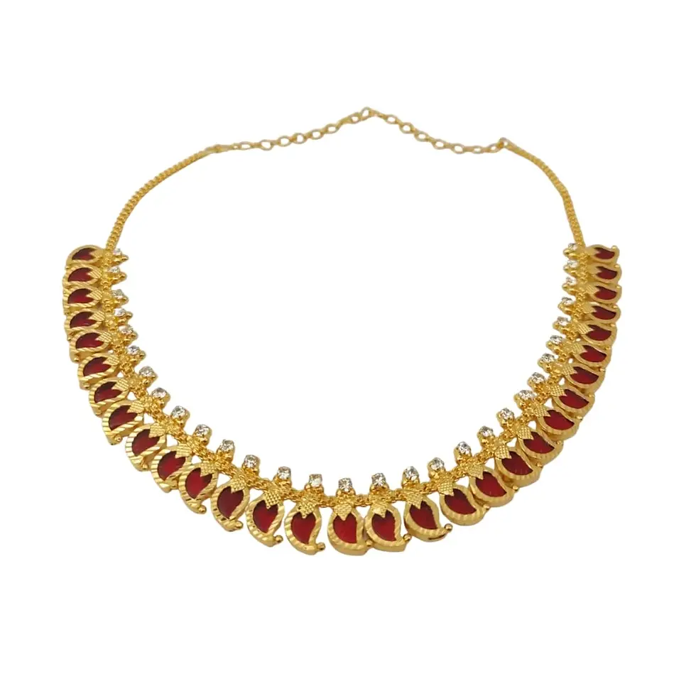Gold Plated Kerala Red Mango Necklace - Manga Mala