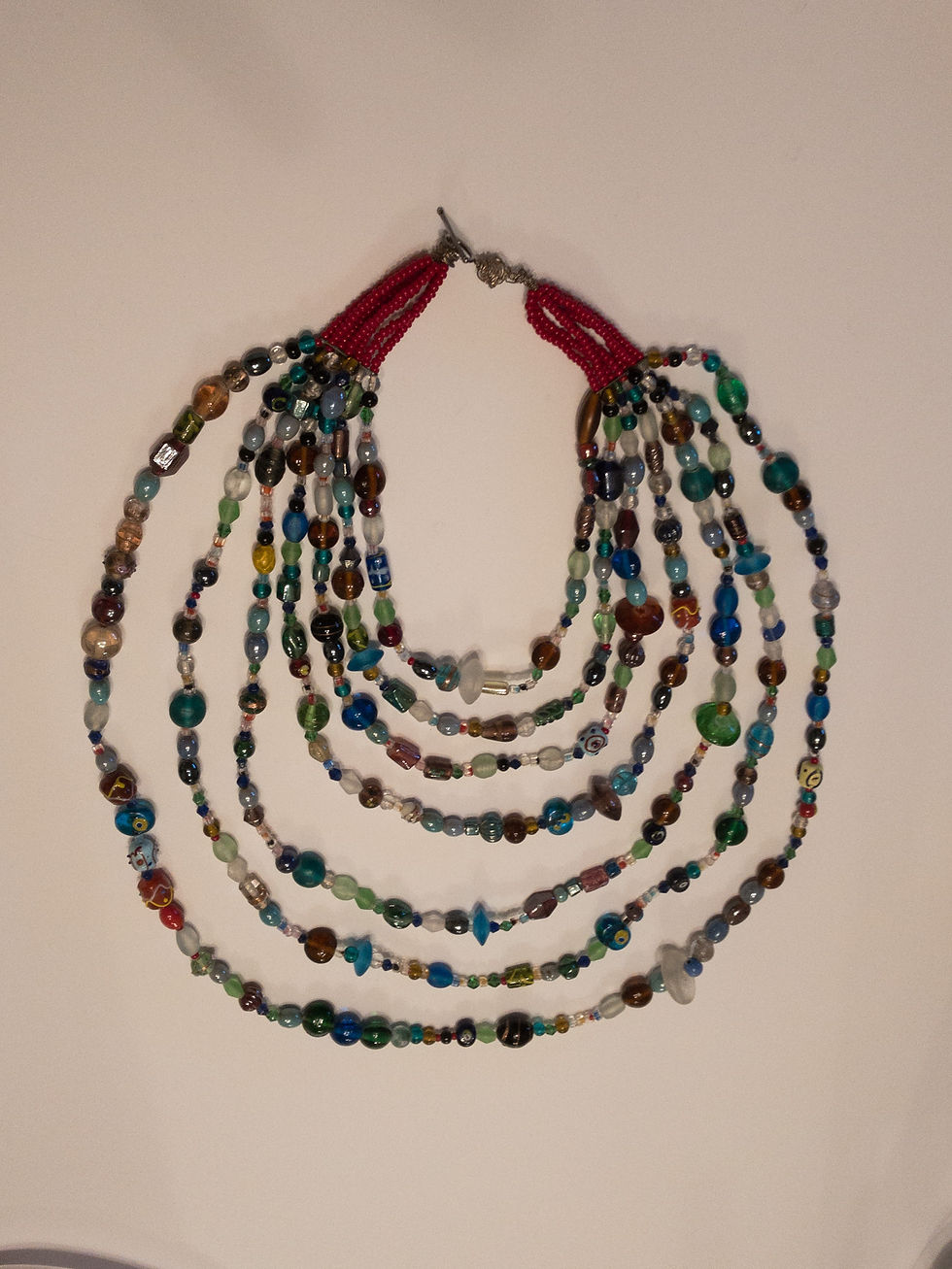 Mona Lisa Italian Glass Bead Seven Strand Necklace 