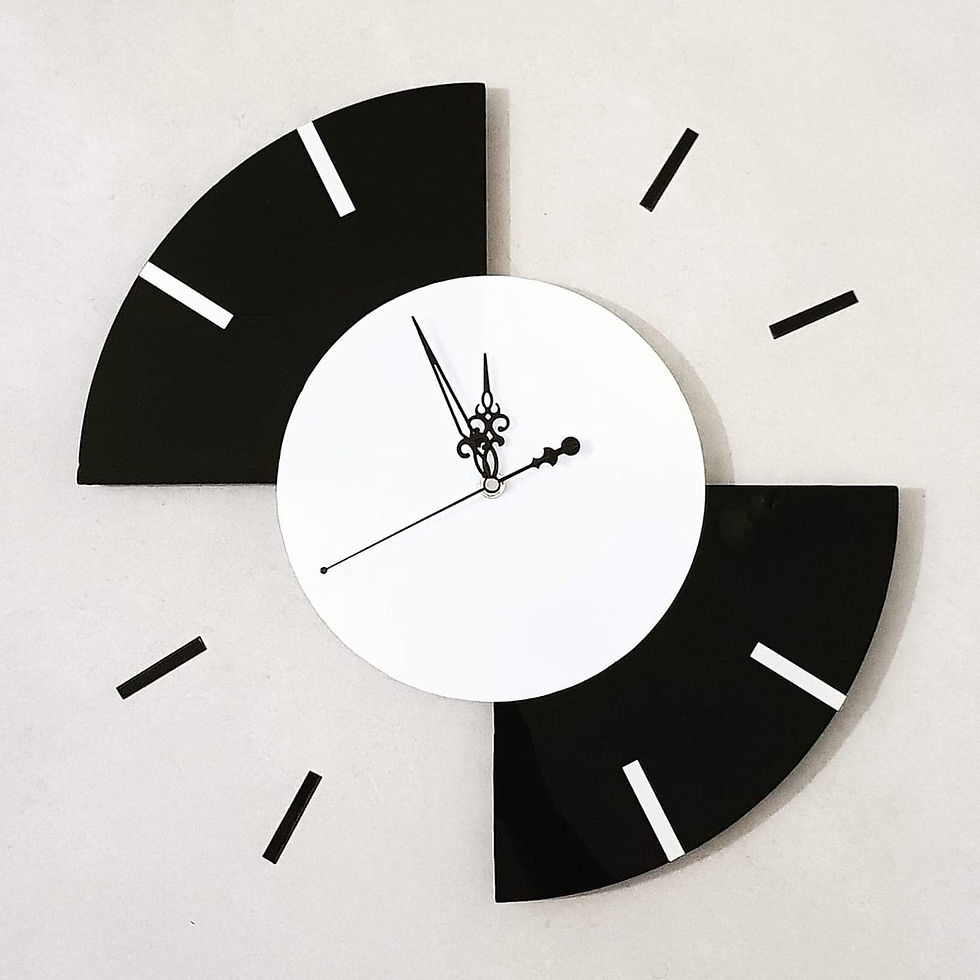 Modern black and white Quarters wall clock