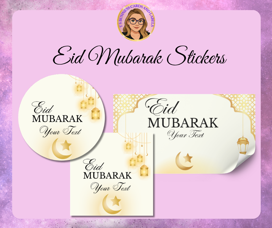 Eid Mubarak Gold & Black Stickers