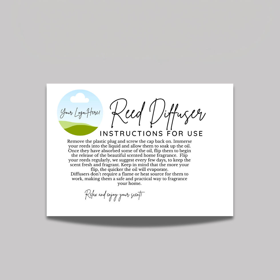 Personalised Reed Diffuser Instruction Cards