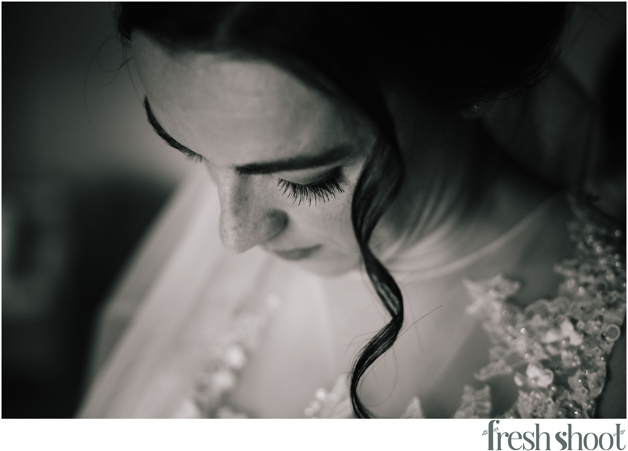 eyelash shot of bridal makeup