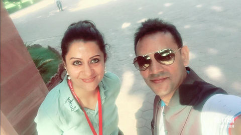 Jyoti Mathur welcoming Dr ABhishek Pasari at Rajmata Krishna Kumari Girls School, Jodhpur