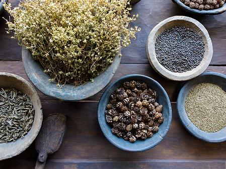 Bowls with dried spices