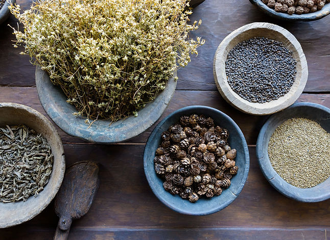 Bowls with dried spices