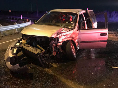 60-year old driver transported by ambulance after MVA