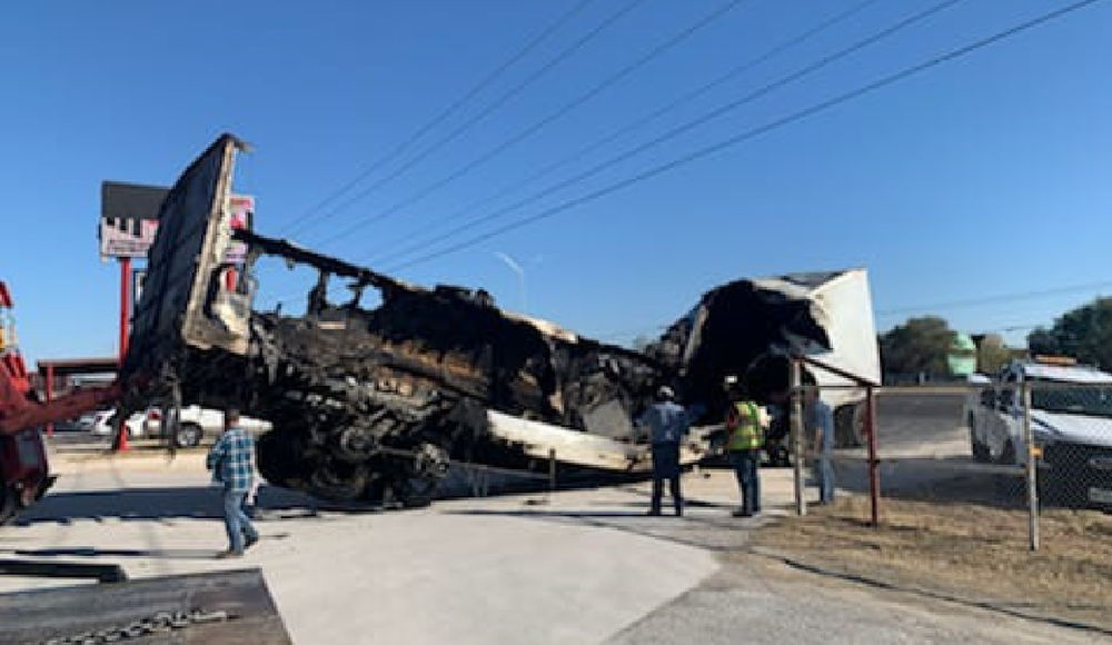 Tractortrailer catches fire near Del Rio, causes severe traffic congestion