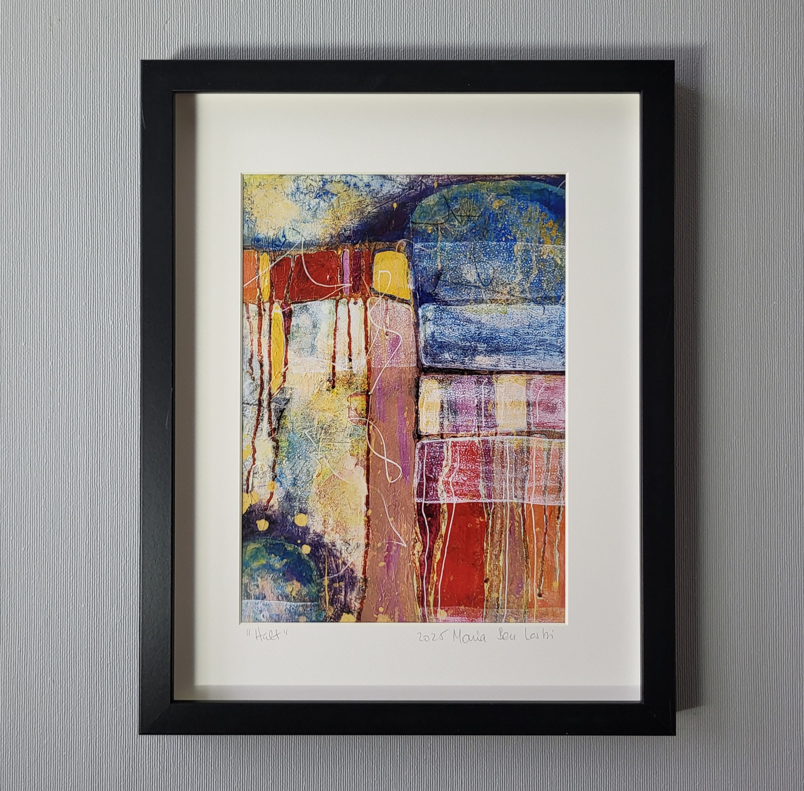 "Halt", gerahmt, 30x40 cm