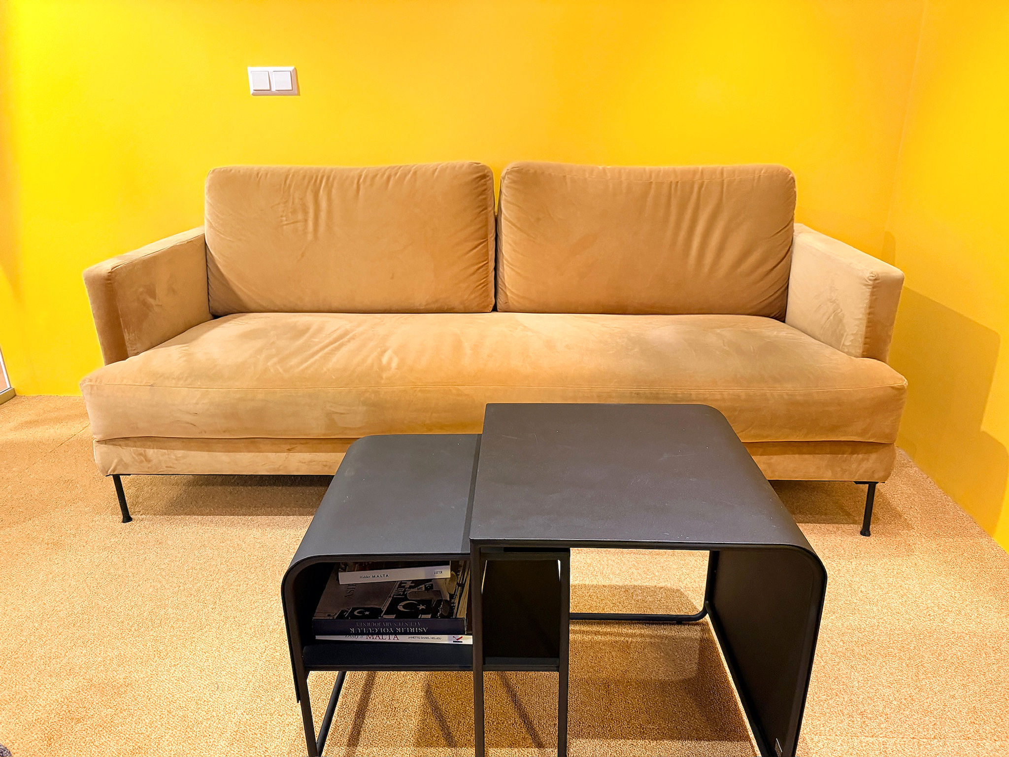 Flauelsófi, B195x85sm.