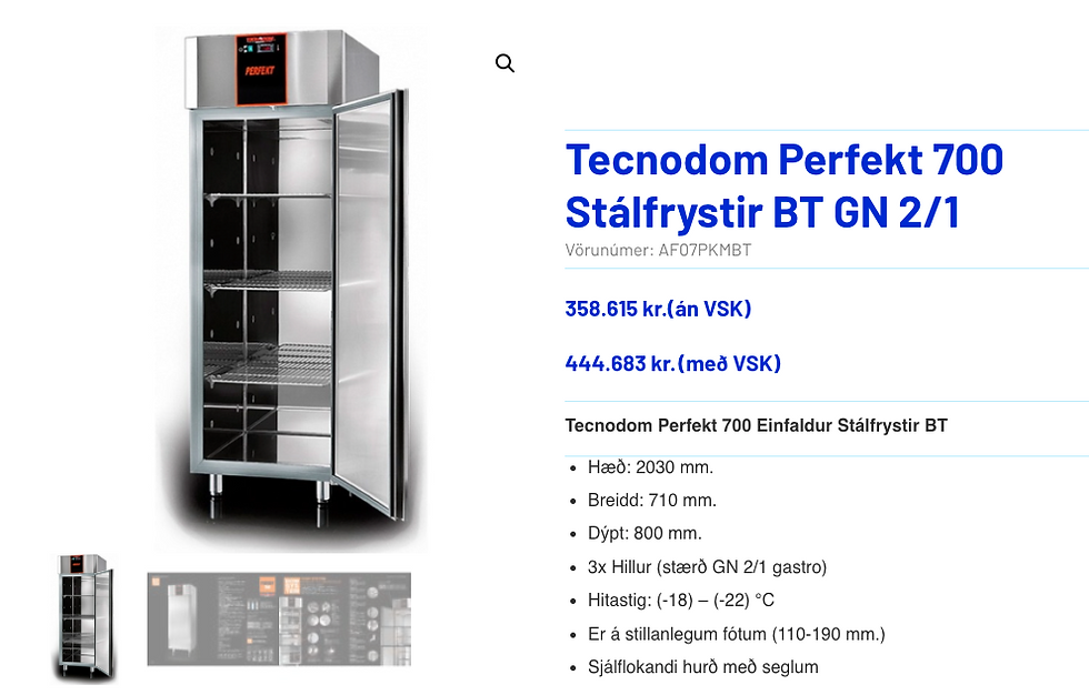Thumbnail: SELT / SOLD Tecnodom Perfekt 700 stálfrystir frá BVT