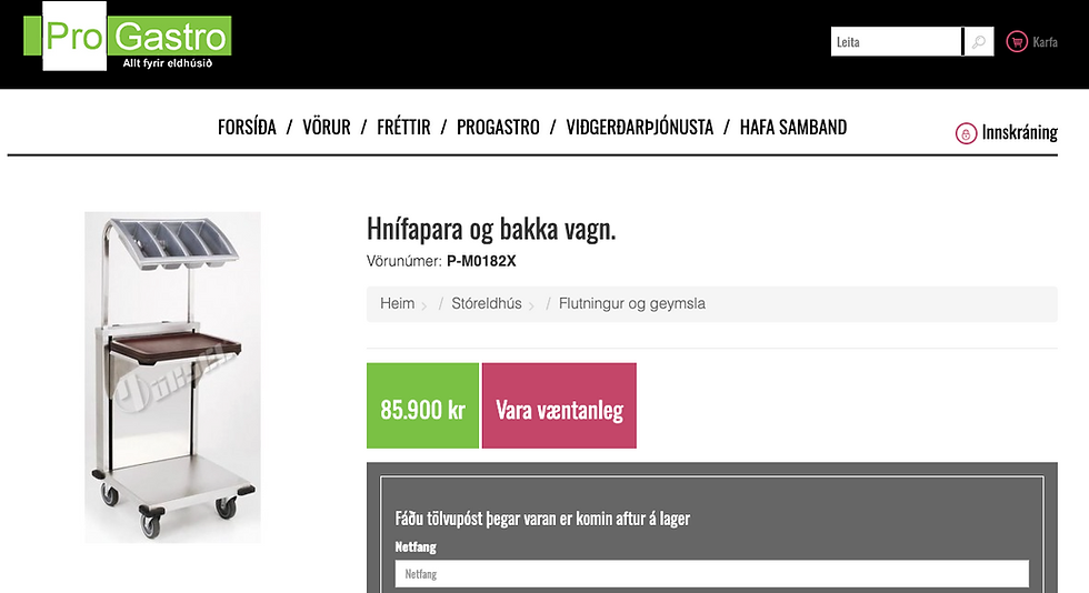 Thumbnail: Hnífapara og bakka vagn frá ProGastro