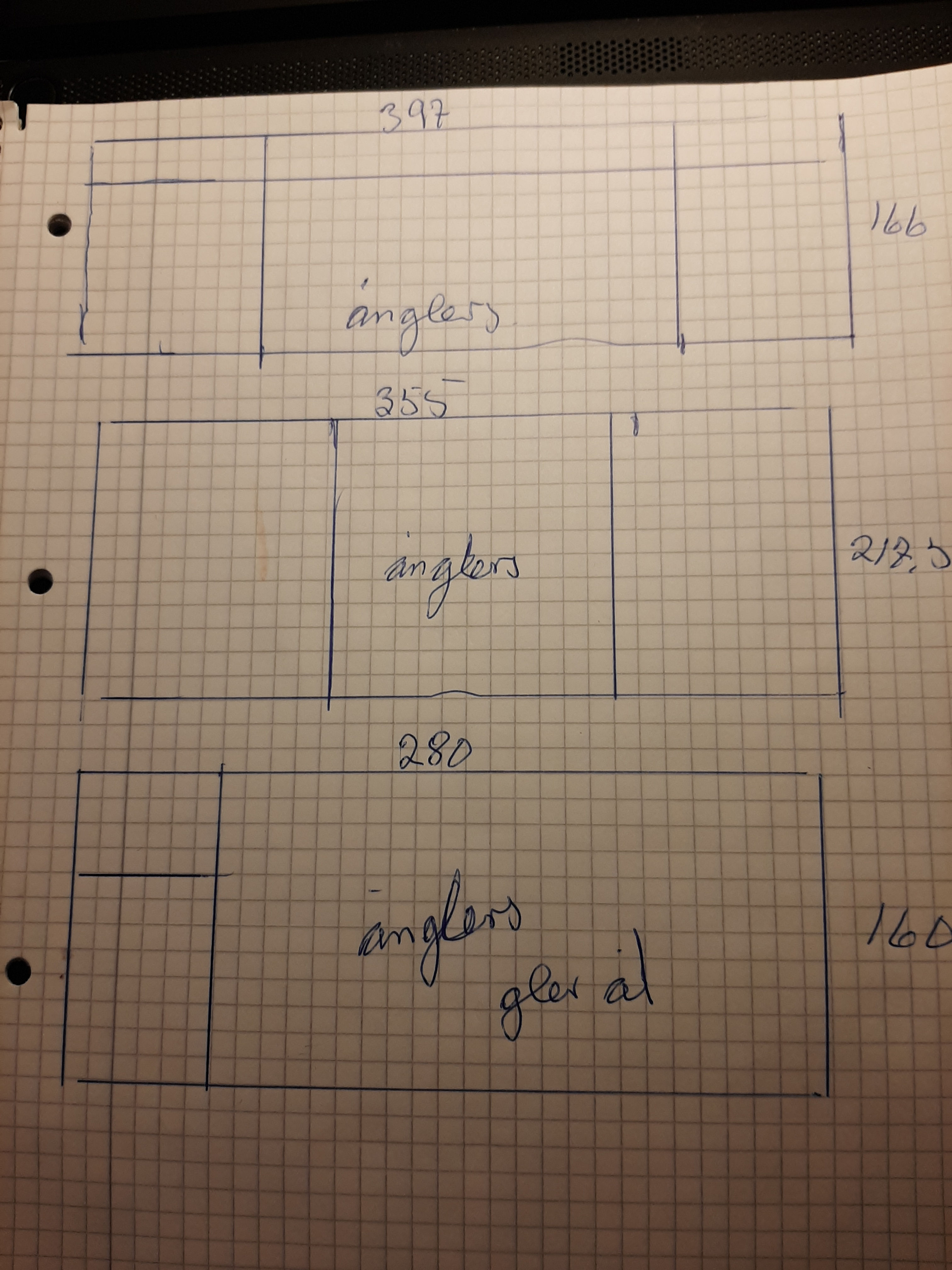 Gluggastykki - 3 stk. 166x397, 217x355, 160x280