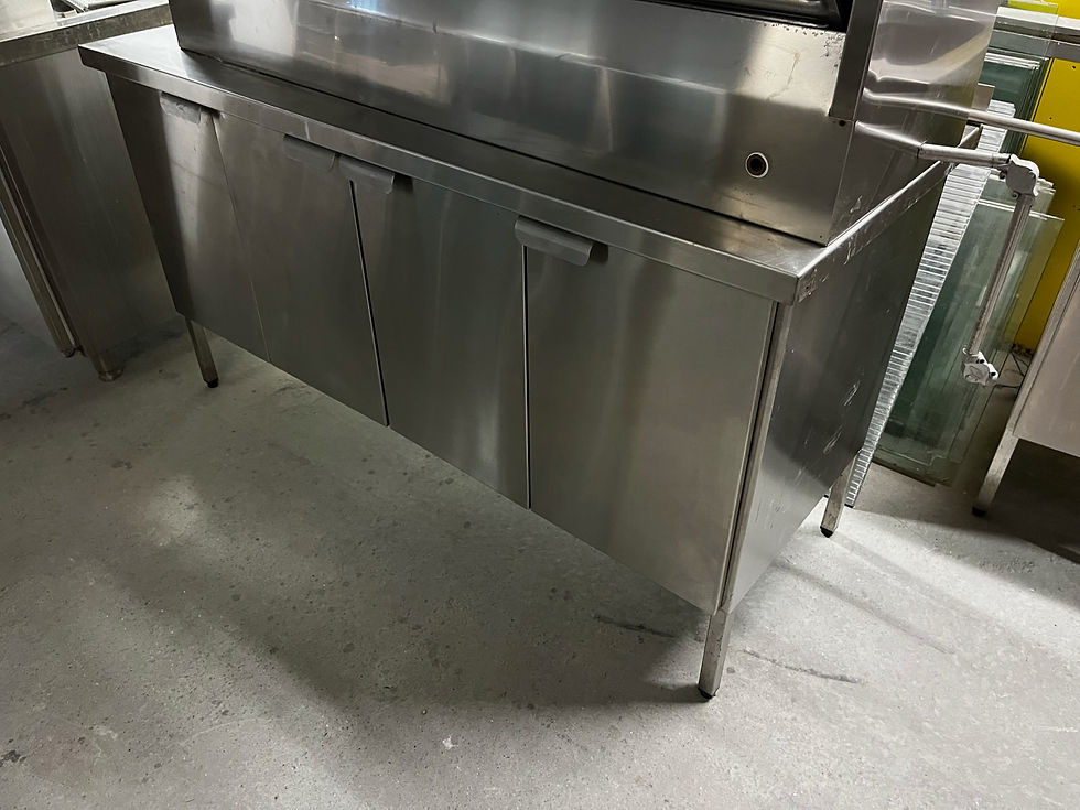 Thumbnail: SELT / SOLD Stálborð, skúffur - 160 sm.